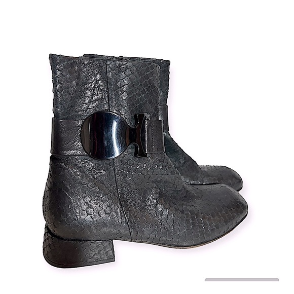 New Ixos Made in Italy Python-effect leather boot booties Black Size 37.5 - Picture 8 of 14